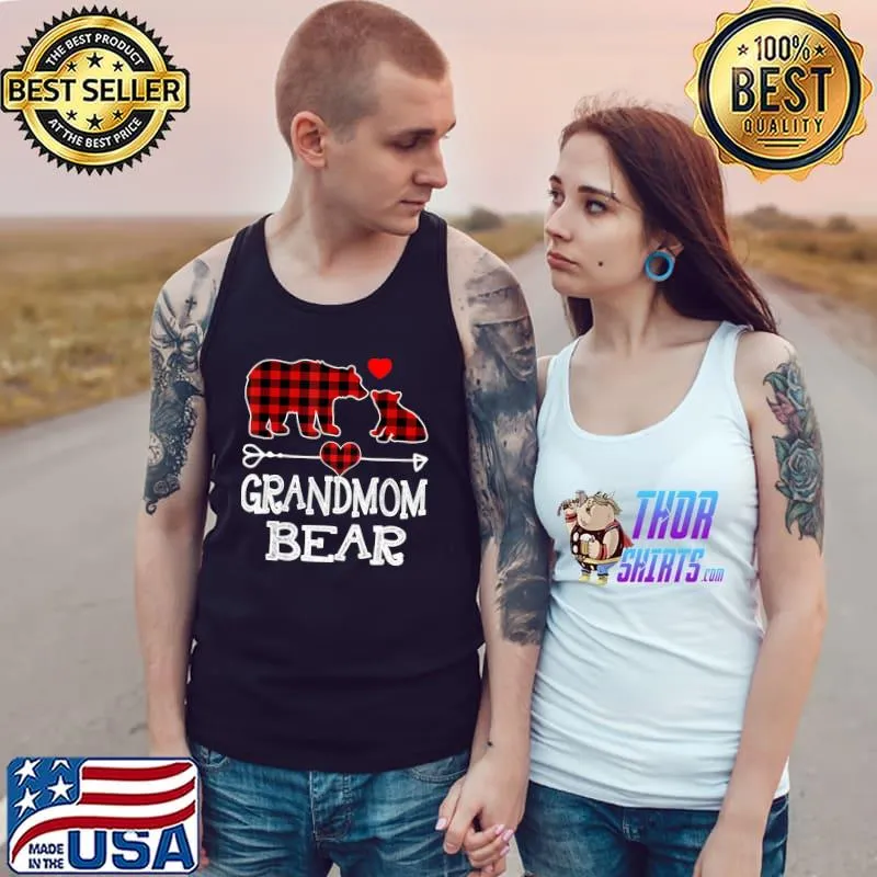 Premium grandmom Bear Christmas Pajama Red Plaid Buffalo T-Shirt Tank Top