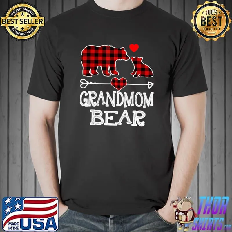 Premium grandmom Bear Christmas Pajama Red Plaid Buffalo T-Shirt Unisex