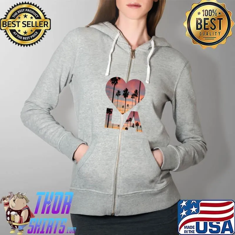 Premium i Heart The Shirt I Love LA Souvenir Los Angeles California T-Shirt Full Zip Hooded