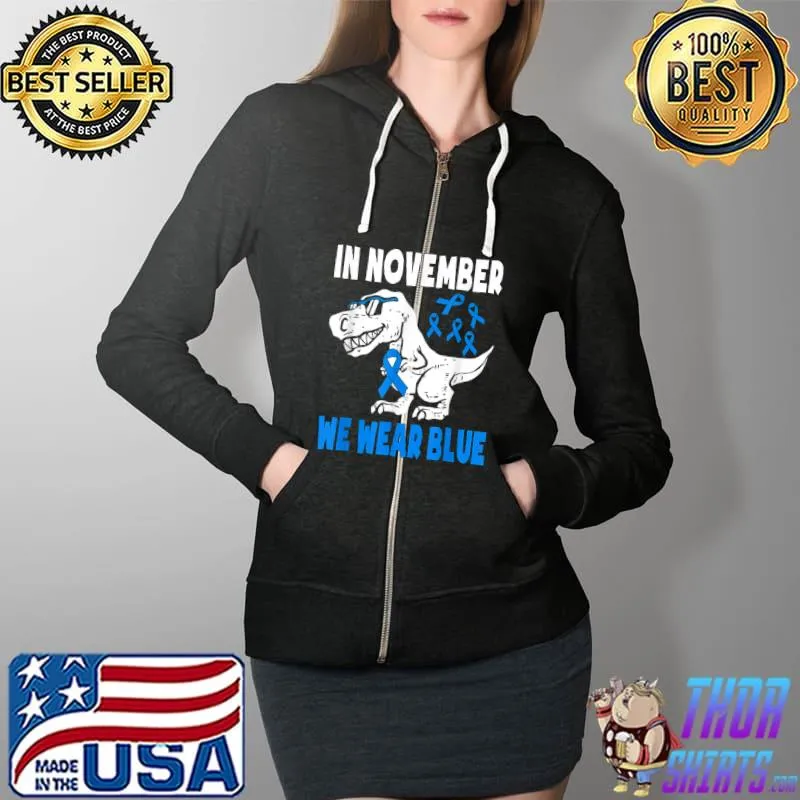 Premium In November We Wear Blue Diabetes Awareness Toddler Kids T Shirt Full Zip Hooded