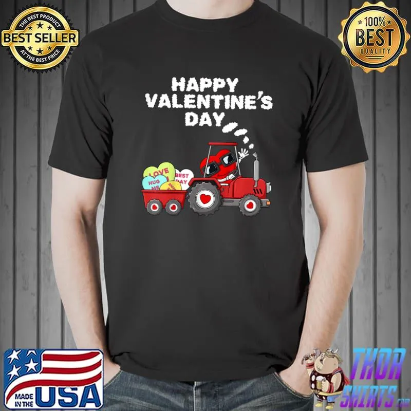 Premium kids Happy Valentines Day Heart In Tractor Funny Toddler Boys T-Shirt Unisex