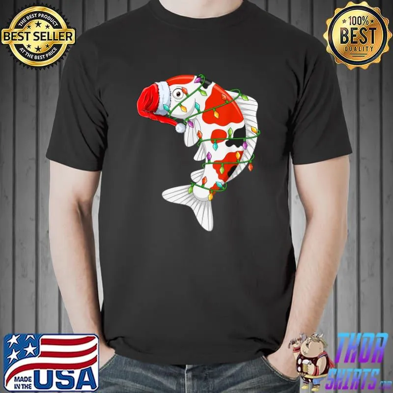 Premium Koi Fish Lover Xmas Santa Hat Koi Christmas T-Shirt Unisex