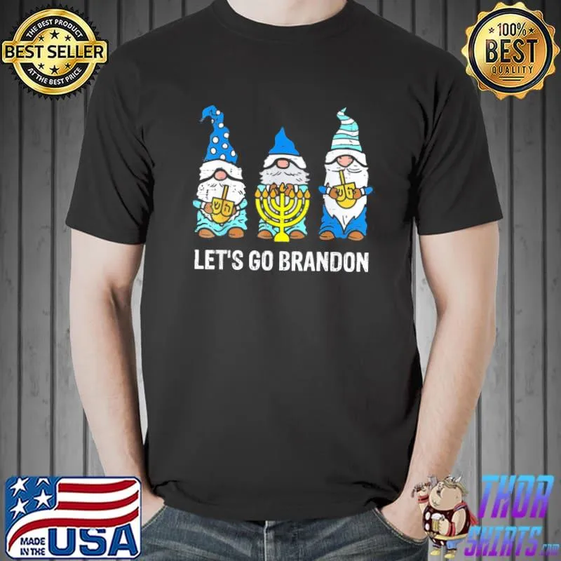 Premium Lets Go Biden Brandon Gnomes Menorah Hanukkah Chanukah Official T-Shirt Unisex