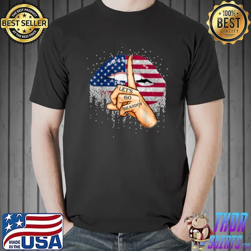 Premium Let’s Go Brandon Joe Biden Chant Impeach Biden USA Lip Flag T Shirt Unisex