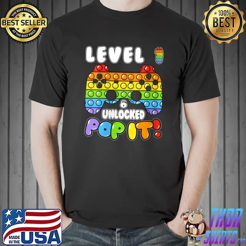 Premium level 1 Unlock Boy Girl Pop It 1 Years Old Birthday Gamer T-Shirt Unisex