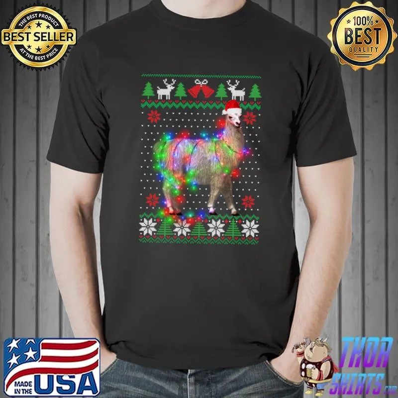 Premium llama Animal Ugly Sweater Christmas Puppy Animal Lover T-Shirt Unisex