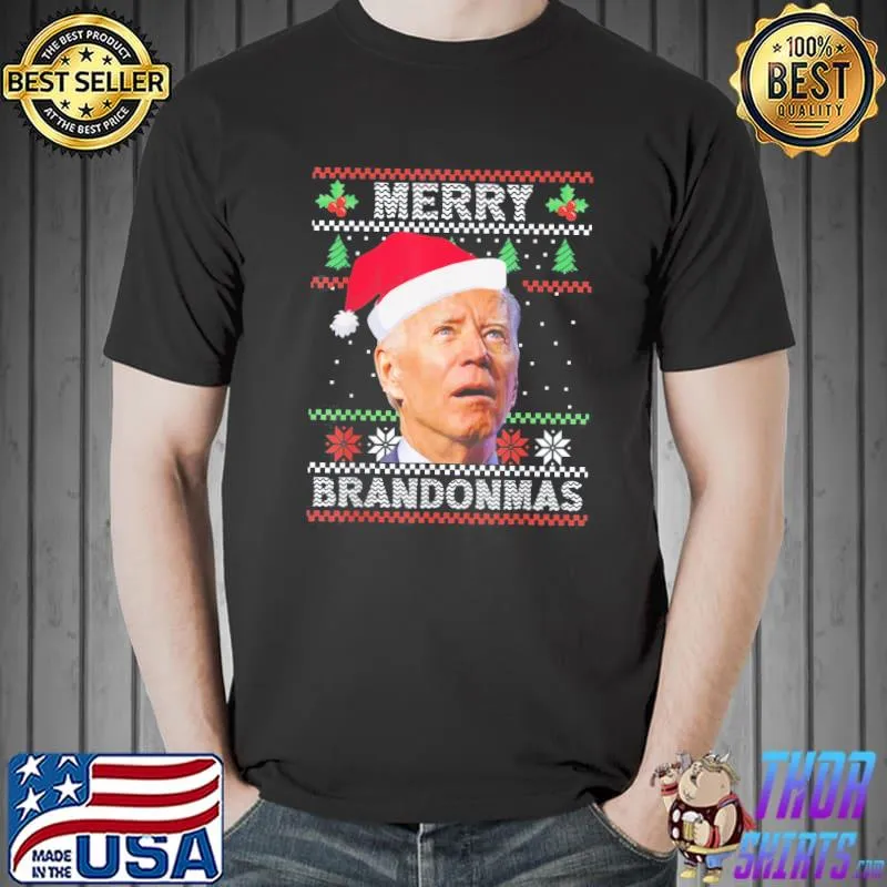 Premium Merry Brandonmas Joe Biden Christmas Ugly Sweater T-Shirt Unisex