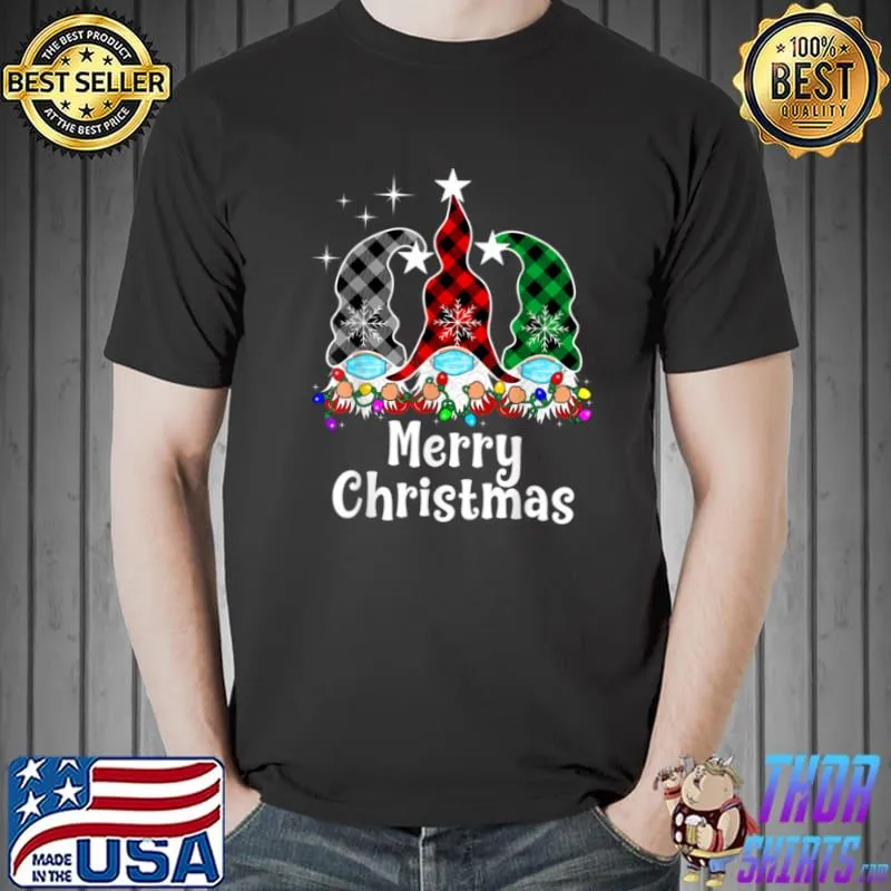 Premium Merry Christmas Gnomes Face Mask Xmas Quarantine 2021 T Shirt