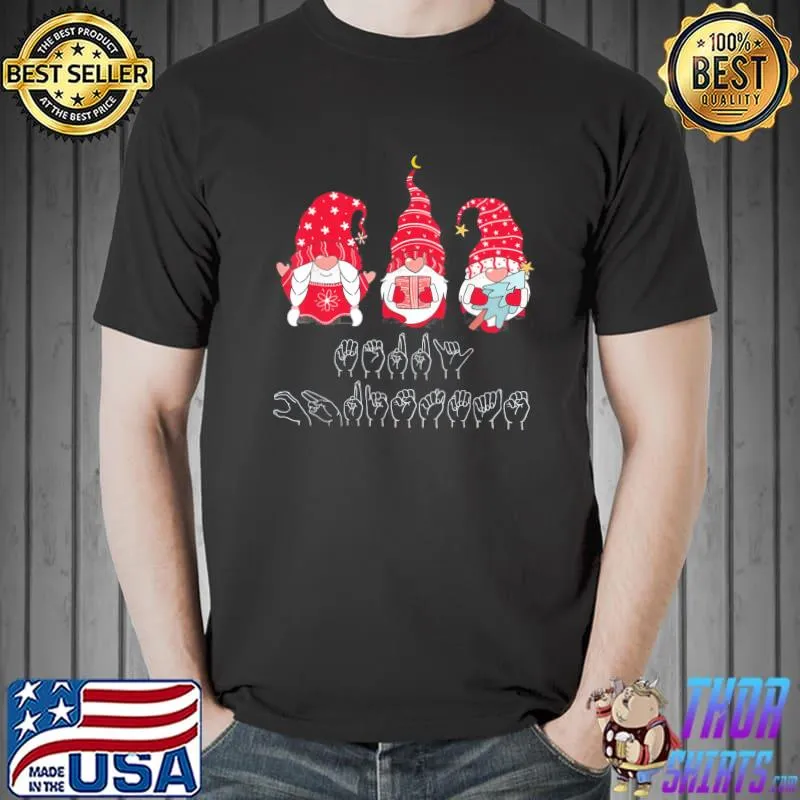 Premium Merry Christmas Sign Language ASL Deaf Funny Ugly Christmas T-Shirt Unisex