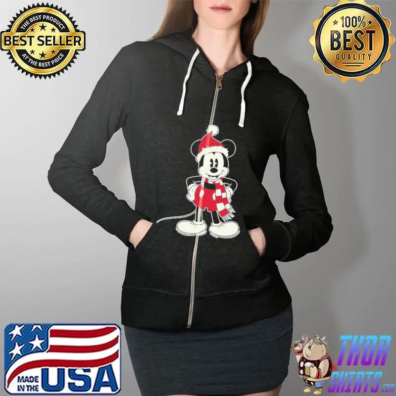 Premium Mickey Mouse Santa Hat Merry Christmas Shirt Full Zip Hooded