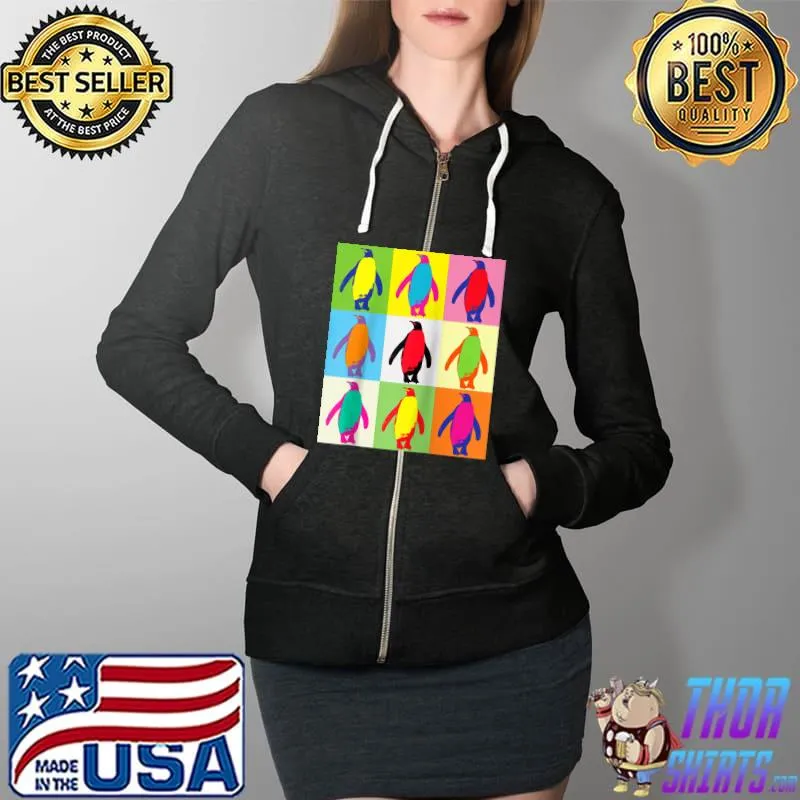 Premium penguin Tshirt, Kids Penguin T Shirt, Cute Penguin Lover T-Shirt Full Zip Hooded