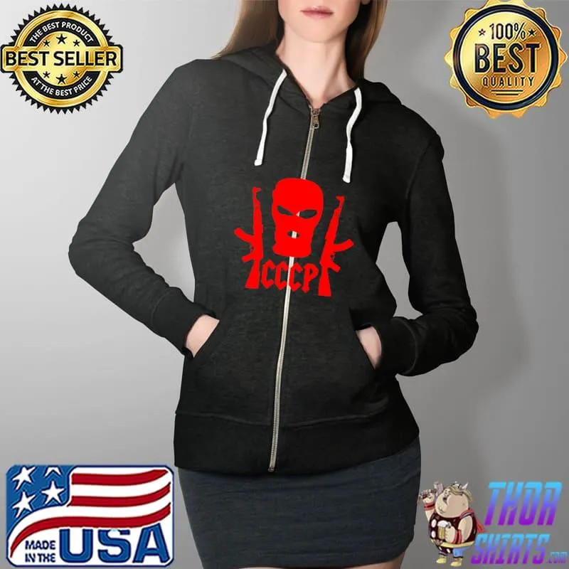 Premium russian Mafia Guns CCCP USSR Russian Gangster Red T-Shirt Full Zip Hooded