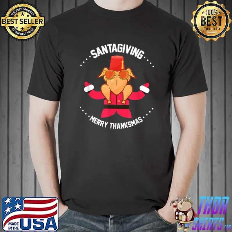 Premium santa Giving, Funny Turkey Santa, Merry Thanksmas, Christmas T-Shirt Unisex