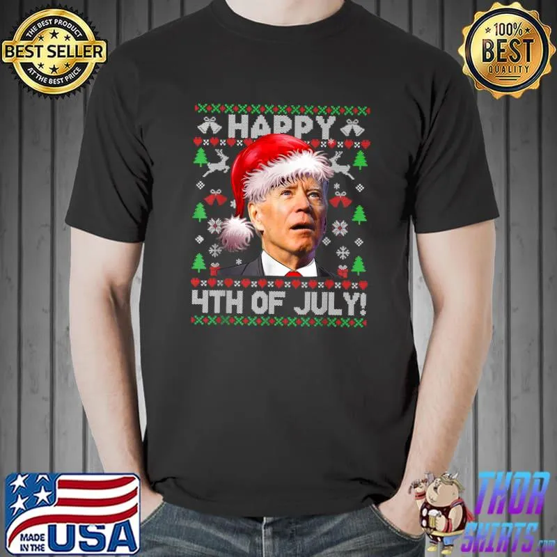 Premium Santa Joe Biden Happy 4th of July Ugly Christmas Sweater Premium T-Shirt