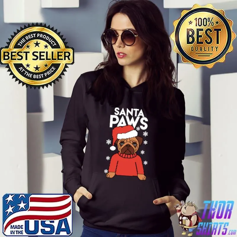 Premium santa Paws Cool French Bulldog In Santa Hat Christmas T-Shirt