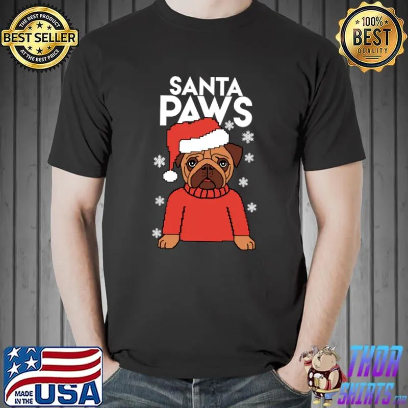 Premium santa Paws Cool French Bulldog In Santa Hat Christmas T-Shirt Unisex