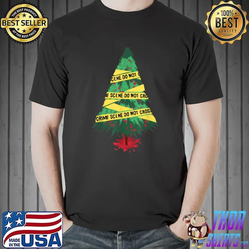 Premium Serial Killer Shirt Christmas Tree Crime Scene True Crime T-Shirt