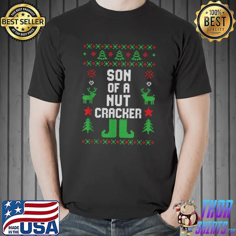 Premium son Of A Nutcracker Family Matching Pajamas Christmas Kids T-Shirt Unisex