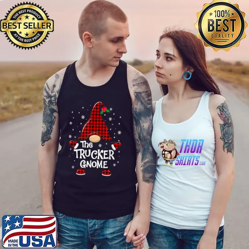 Premium Trucker Gnome Buffalo Plaid Matching Christmas Pajama T Shirt Tank Top