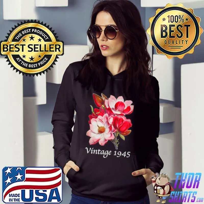 Premium Vintage 1945 Magnolie Blume Geburtstag Muttertag Weihnachten Shirt