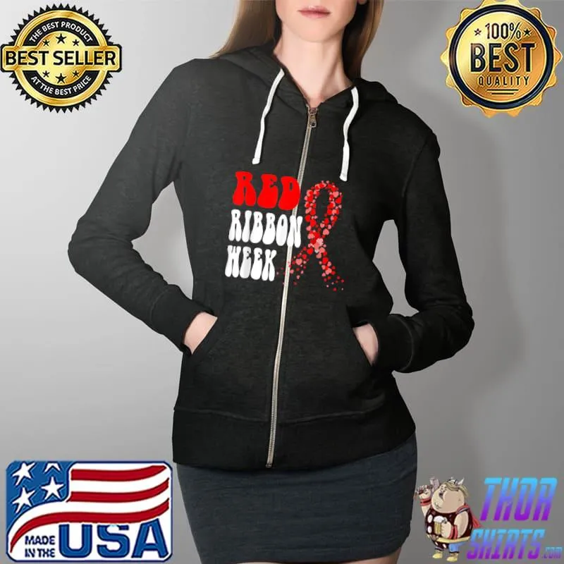 Premium We Wear Red For Red Ribbon Week Awareness Rainbow Strong T Shirt Full Zip Hooded