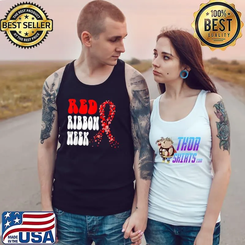 Premium We Wear Red For Red Ribbon Week Awareness Rainbow Strong T Shirt Tank Top