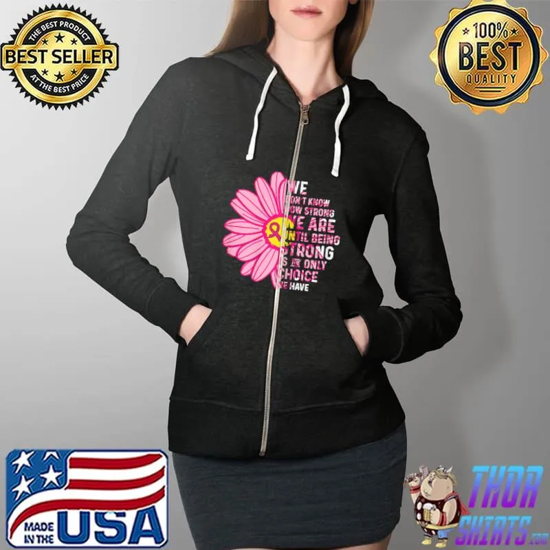 Premium Womens Breast Cancer Awareness Month Flower Pink Ribbon T Shirt Full Zip Hooded