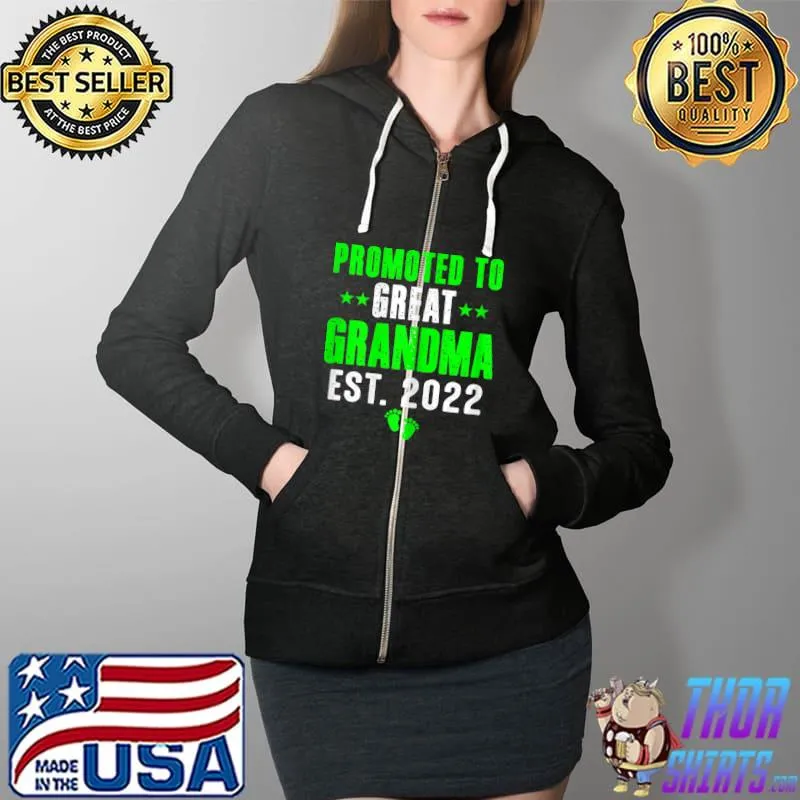 Premium Womens Promoted to Great Grandma 2022 T Shirt Full Zip Hooded