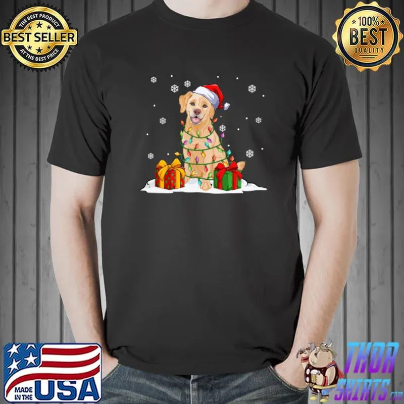 Premium yellow Labrador Santa Christmas Tree Lights Xmas Pajama Dogs T-s Unisex