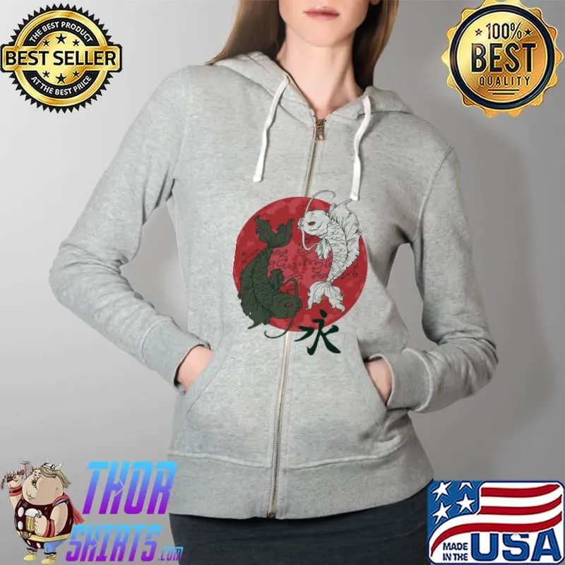 Premium yin Yang Koi Fish Shirt Full Zip Hooded