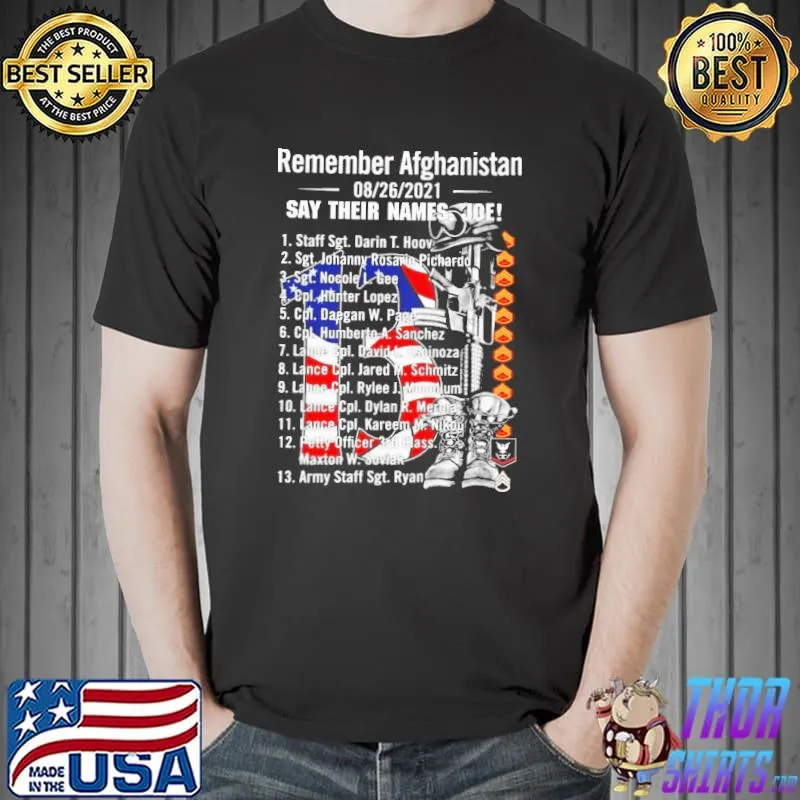 Remember Afghanistan Veteran 08.26.2021 Say Their Names Joe Shirt Unisex