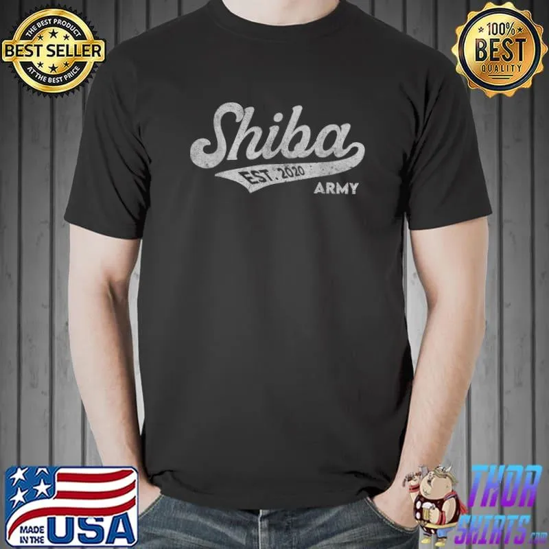 Retro Funny Shiba Army Coin Script Bold Font Shibacoin T-Shirt Unisex