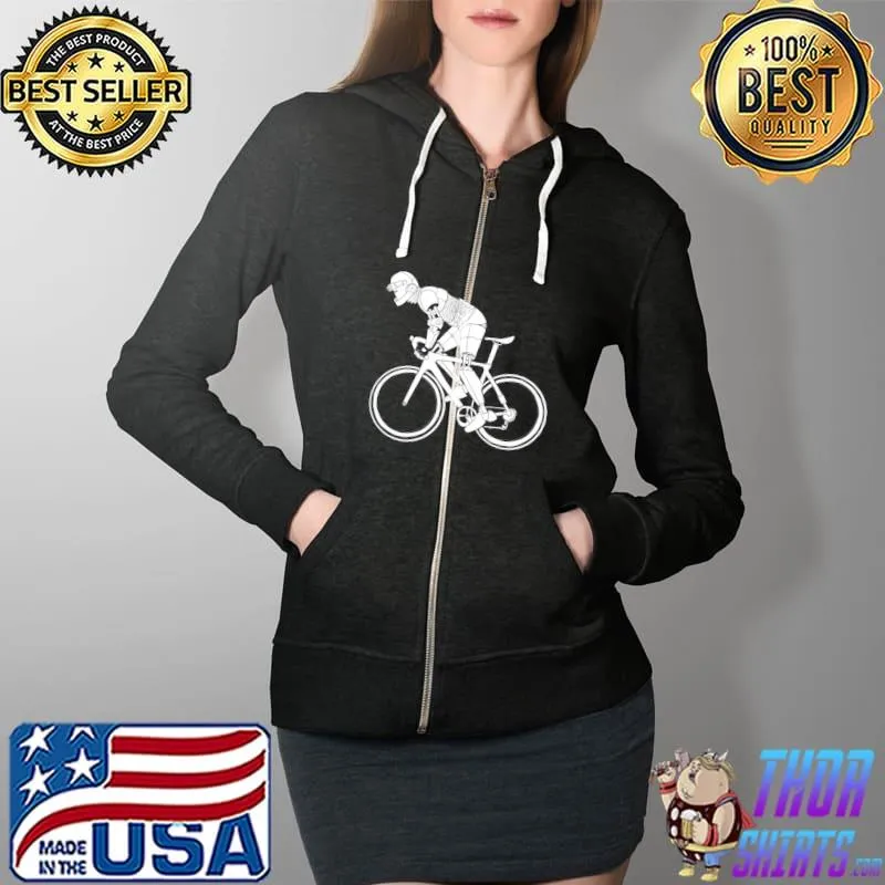 Retro Futurism Robot Cyclist Bicycle Futuristic Cycling Bike T-Shirt Full Zip Hooded