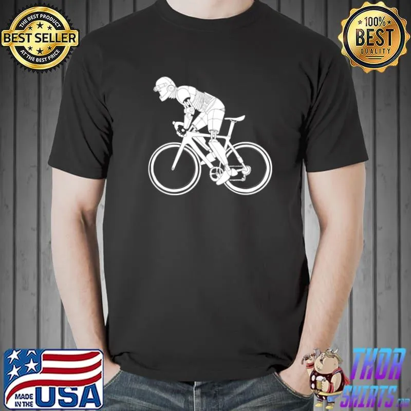 Retro Futurism Robot Cyclist Bicycle Futuristic Cycling Bike T-Shirt Unisex