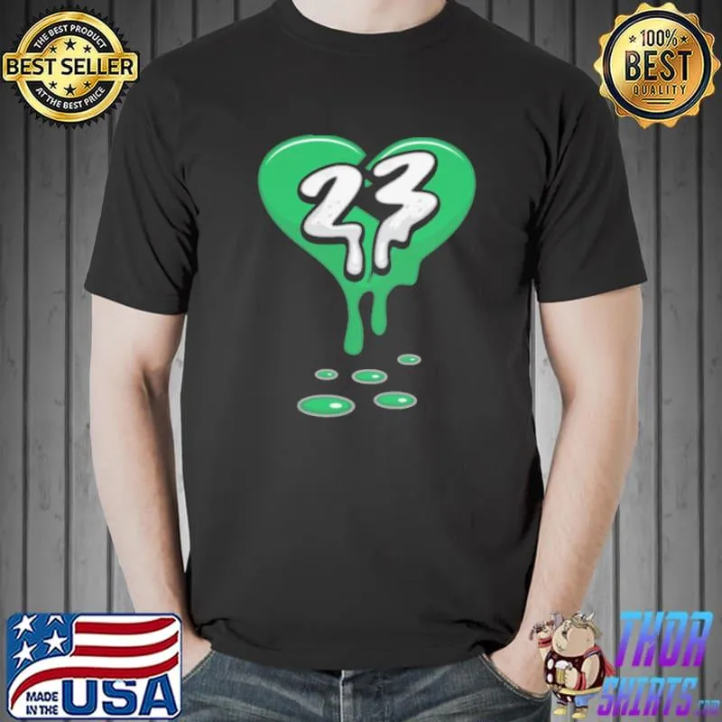 Retro Pine Green 23 Dripping Heart Sneaker Matching Shirt Unisex