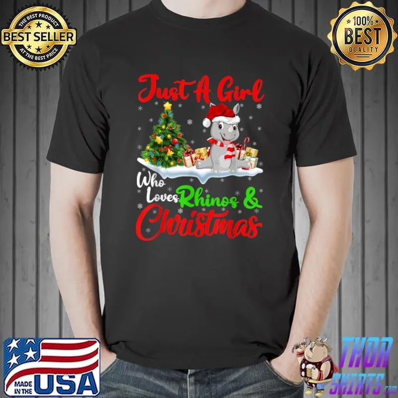 Rhino Lover Just A Girl Who Loves Rhinos And Christmas T-Shirt Unisex