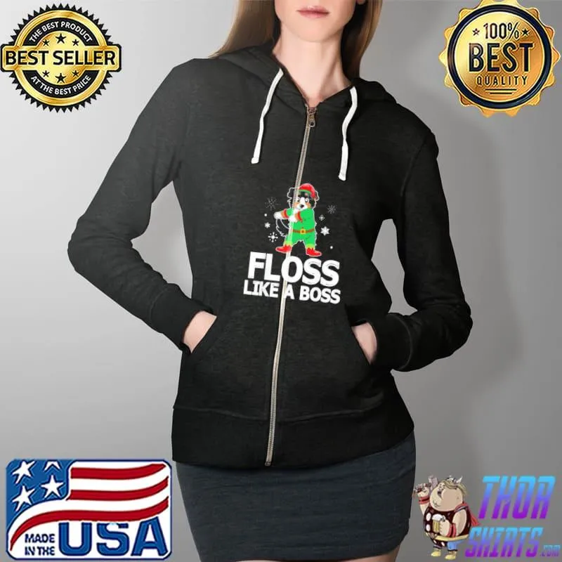 Saint Bernard ELF Costume Floss Like Boss Around Snow Dog Shirt Full Zip Hooded