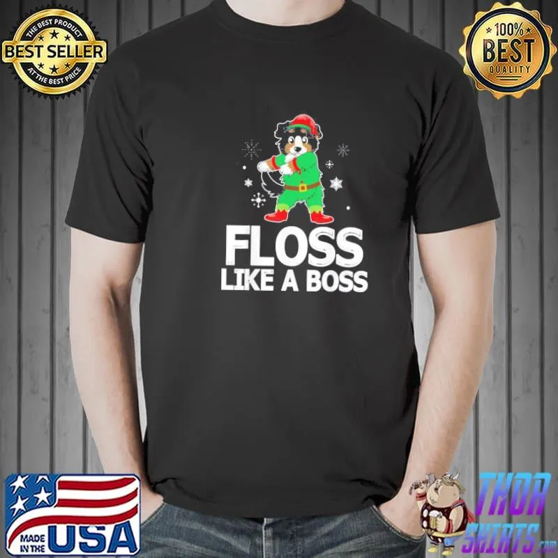 Saint Bernard ELF Costume Floss Like Boss Around Snow Dog Shirt Unisex