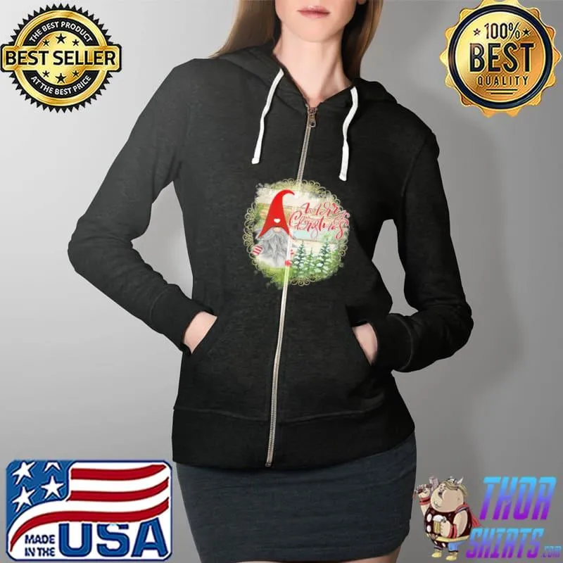 Santa Claus Garden Gnome Merry Christmas Gnome Shirt Full Zip Hooded
