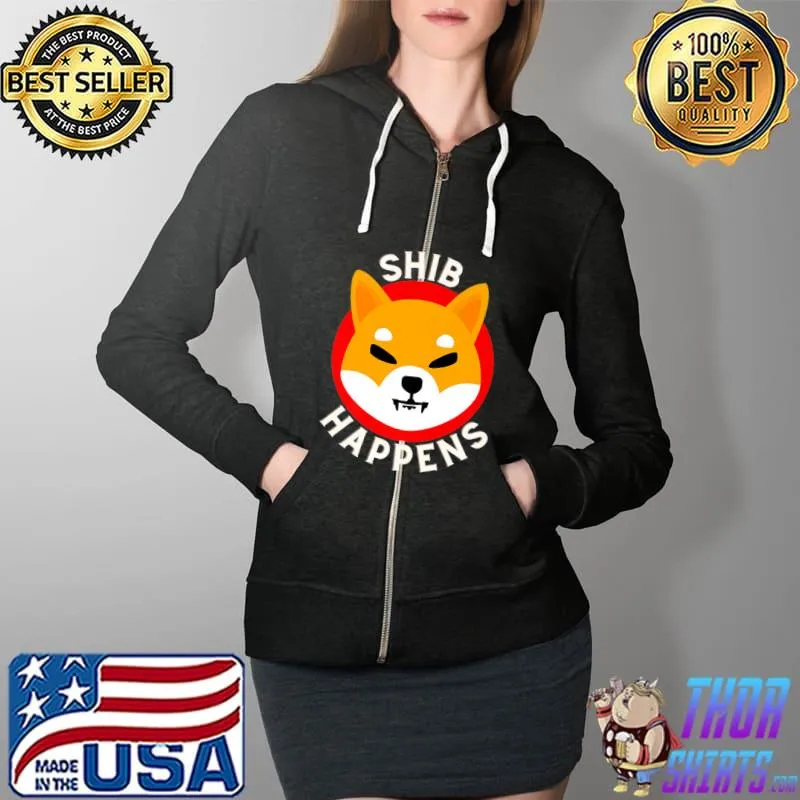 Shiba Inu Crypto Shib Happens Shib to the Moon Premium T-Shirt Full Zip Hooded