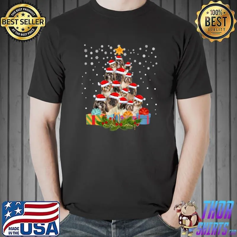 Shih Tzu Christmas Tree Funny Xmas For Shih Tzu Dog Lover T-s Unisex