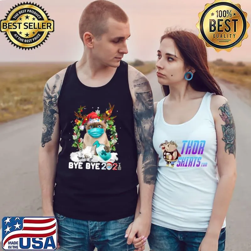 Siamese Cat Christmas Face Mask Bye Bye 2021 Xmas Kitten T-s Tank Top