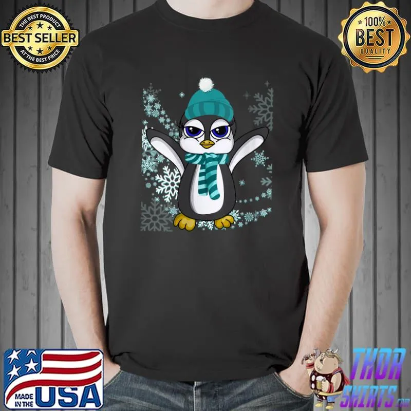 Snowflake Winter Zoo Animal Antarctica Snowy Penguin T-Shirt Unisex