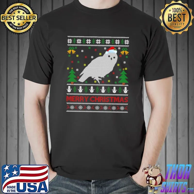 Snowy Owl Bird Lover Ugly Santa Snowy Owl Christmas T-Shirt Unisex