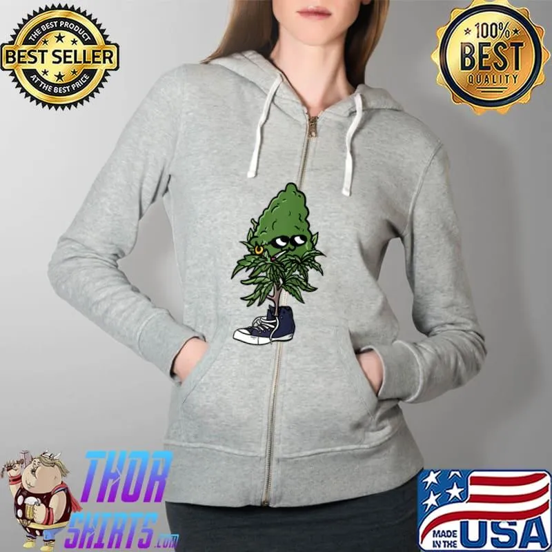 Stoner Strainz Plant Smoking Marijuana Weed Joint Shoe Pot T-s Full Zip Hooded