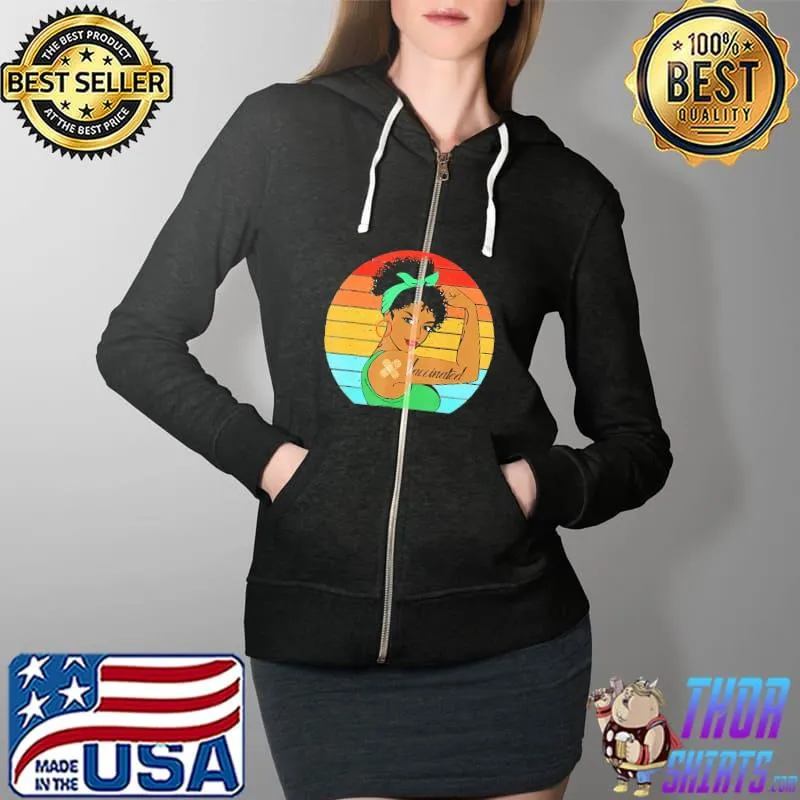 Strong Girl Vaccinated Vintage Shirt Full Zip Hooded