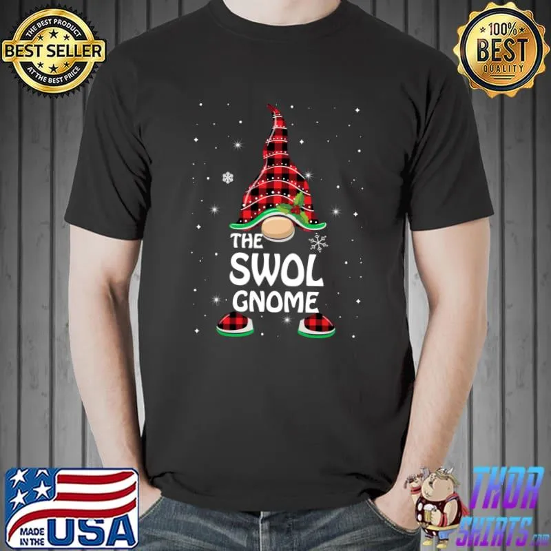 Swol Gnome Buffalo Plaid Matching Family Christmas Pajama T-Shirt Unisex