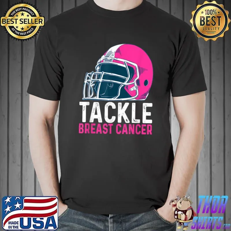 Tackle Breast Cancer Football Breast Cancer Awareness T-Shirt Unisex