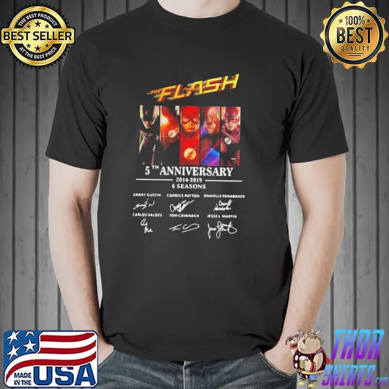 The Flash 5th Anniversary 2014 2019 6 Seasons Signatures Shirt Unisex