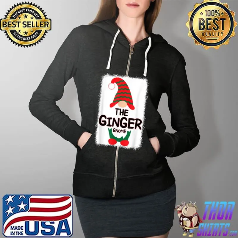 The Ginger Gnome Matching Family Christmas Pajamas Bleached T Shirt Full Zip Hooded